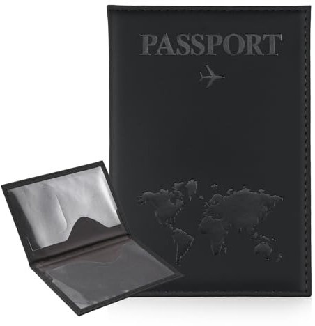 ILIYAH Porta Passaporto da Viaggio Custodia Passaporto Italiano Porta Documenti da Viaggio Cover Passaporto Unisex Passport Holder(Nero)