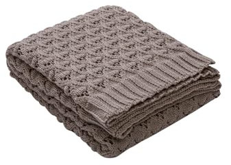 LiuliuBull Strickdecke mit Rautenlöchern im nordischen Stil for das Sofa, weiche und gemütliche Wolldecke for zu Hause, perfekt for Fotoshootings, 130 x 160 cm(CamelGray)