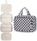 Narwey Kulturbeutel Damen Kulturtasche zum Aufhängen Waschtasche Kosmetiktasche Groß Waschbeutel Kosmetik-Organizer für Damen Mädchen(Schwarzes Schachbrett)