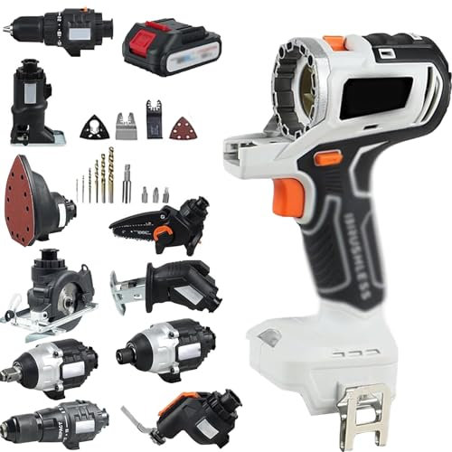 10 in 1 Cordless Woodworking Tool Set, Cordless Power Tool Combo Kit with 6.0AH Battery, Impact Drill, Electric Wrench, Screwdriver, Chainsaw, Circular Saw Woodworking Tool Set for Home