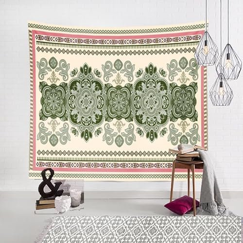 SHATSS Wandteppich, grüner Bohemia-Wandteppich mit ästhetischem Design, Wanddekoration, Decke für Schlafzimmer, Wohnheim, Indie-Wandteppich, Raumdekoration, Wandteppich für Heimdekoration