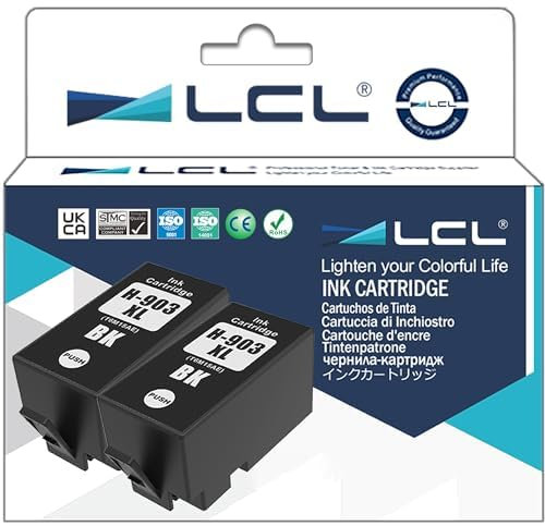 LCL Kompatibel Tintenpatrone 903 903XL T6L99AE T6M15AE Ersatz für HP Officejet pro 6860 6868 6950 6951 6960 6970 6975 6978 (2 Schwarz)