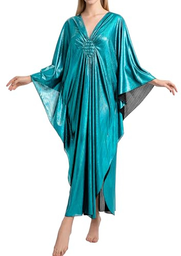 Bsubseach Kaftan Dresses for Women Sparkly Glitter Batwing Sleeve Kaftan Cover Up Beach Maxi Dress Loungewear Green