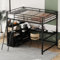 Dolamaní Hochbett Metall 140x200 cm für Kinder Jugendliche Erwachsene,Bett mit Schreibtisch Multifunktionaler Stauraum in Zonen-Regale & Schubladen (Schwarz B)