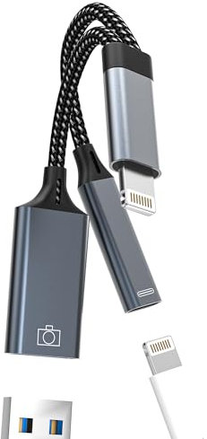 Adaptateur Lightning Vers USB(2 en 1)USB-A OTG 3.0 Cable Pour iPhone 14 13 12 11 Pro Max 7 8 Chargeur Câble Pour iPad Prise Charge Certifié Pour Apple MFi Photo Fichiers Claviers Clés Caméra Appareils