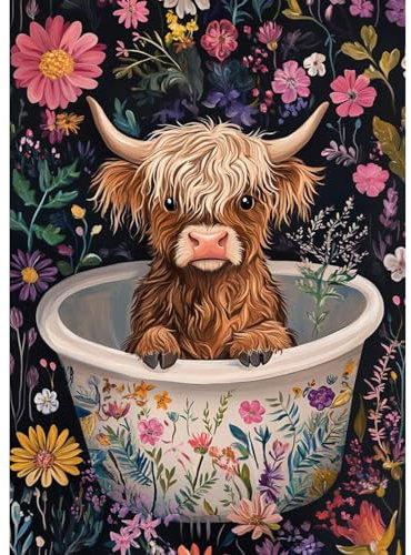 GHHKUD Kuh und Blume Diamond Painting für Erwachsene, 5D DIY Diamant Painting Bilder für Erwachsene Anfänger, Diamond Art Painting Set, Full Drill Diamant Malerei für Haus Dekoration 30x40 cm