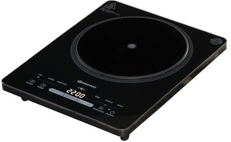 Daewoo Single Induction Hob, 2200W Portable Electric Cooktop with 6 Cooking Presets, Digital LED Touch Controls, 3-Hour Timer, Boost Function, for Steel & Cast Iron Cookware, Black