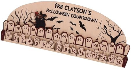 BESTonZON Halloween Adventskalender Aus Holz Countdown-deko Für Halloween Handgefertigte Hexen-ornamente Für Tisch Und Zuhause Tage Zur Feier