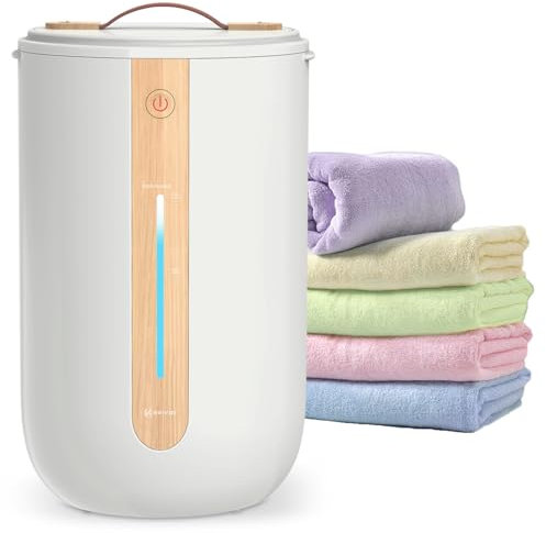 Towel Warmer for Bathroom, Towel warmer bucket with Heating Progress Bar, Fragrant Disc Holder, Leather handle, Auto Shut-off Towel Bucket Fits Up to 2 40 x 70 Oversized Towels, Bathrobes, Blankets