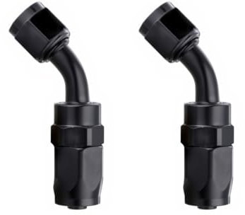 Letgoing 2PCS 6AN Kfz-Kraftstoffleitung Endstücke Ölkühler Fittings 45° Schwarz Swivel für CPE geflochtene Kraftstoffleitung
