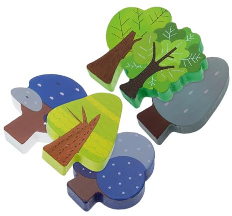 KICHOUSE 6Stücke Teiliges Miniatur Baum Set aus Holz Dekorative Bäume für Modelleisenbahn und Spielzeugzüge Interlocking Design Natürliches Holz für Kreative Szenen und Kinderpädagogik