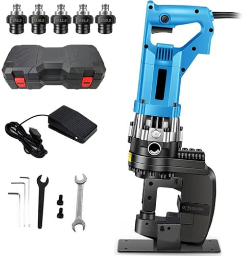 YXFAZPP Hydraulic Hole Puncher, 1800W Electric Portable Drilling Tool Set, with Φ8.5, 10.5, 12.5, 14.5, 20.5mm Mold, Angle Steel Punching Machine for Iron, Copper, Aluminum