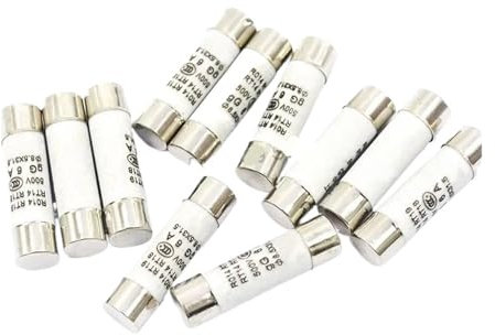 BYALORTEX Fusibile per Spina Domestica Volt, Fusibile Tubolare in Ceramica, Confezione da 5, 8,5x31,5 mm, a Rottura Rapida, 380 V, 0,5 A-32 A(8A)