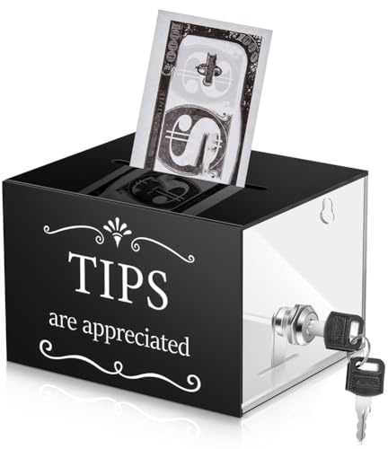 Tagtight Verres en acrylique pour argent - Verrouillables - 6 x 4 x 5 cm - Avec serrure - Boîte de rangement pour pourboires - Boîte de rangement pour pourboires