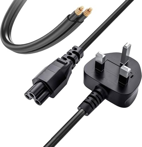 Laptop Power Cord -1.2m - 3 Slot for UK - BS-1363 to C5 Clover Leaf Power Cable Lead LAPTOP POWER CORD Laptop Power Supply