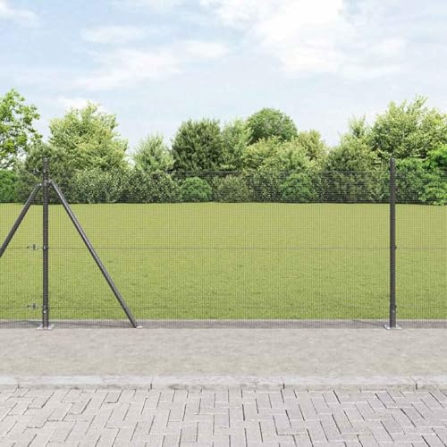 Gecheer Zaunpfosten-Set Set mit 2 Grau Metall, Beton 25 x 1 m Langlebig, Zaunpfosten Gartenzaunpfähle Drahtzäune für temporäre Zäune Gemüsebeete Hühnergehege Weidegrundstück3352553