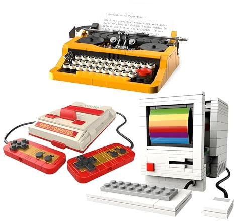 Retro Electronics Building Blocks Set, 500+PCS Classic Furniture Computer Game Console & Cassette Radio Brick Models, Vintage Style Building Kit for Home Decor, Creative Gift for Teens & Adults