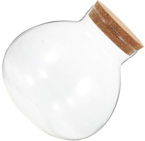 SHOWERORO Rundes Terrarium aus Glas mit Korkdeckel Vielseitiger Terrarienbehälter für Selbstgemacht Mikro Landschaften und Pflanzen im Glas für Fensterbank und Schreibtisch