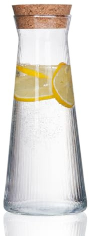 Pullmer Wasserkaraffe mit Deckel, Glaskaraffe 1 liter,