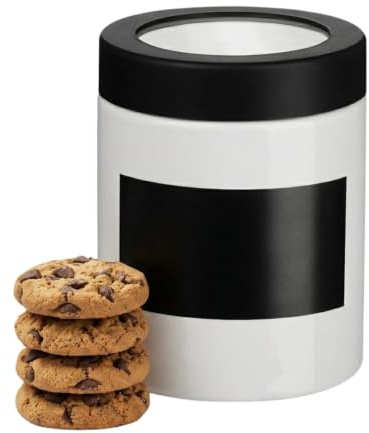 Premier Housewares Chalk Board Small Canister | Black Chalkboard Side