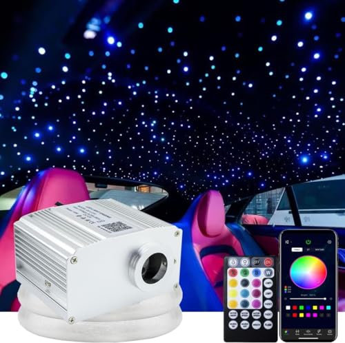 Kingmaled, 10 W, RGBW, Funken-Faser-Optik, Sterne, Licht-Set für die Decke, RGBW, LED-Betrieb, Treiber, mit Fernbedienung mit 28 Tasten, Kabel, weiß, 380pcs*(0.02in+0.03+0.04in)*6.5ft 265.0volts