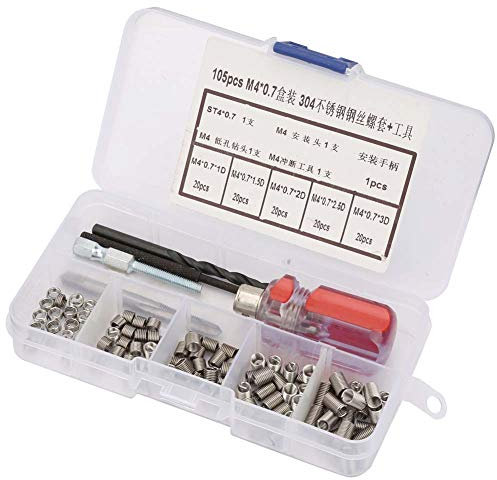 105 stücke Gewindeeinsätze Reparatursatz Edelstahl Typ Draht Insert Installation Set(M4*0.7)