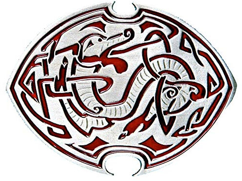 Gürtelschnalle mit keltischem Drachen-Motiv, Rot