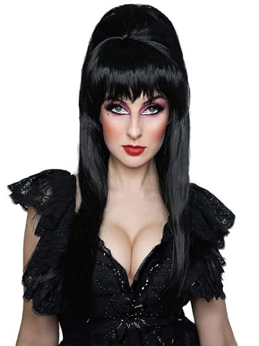 ALLAURA Mistress of the Dark Black Wig ñ Black Beehive Wig for Witches Vampires & Halloween Queens