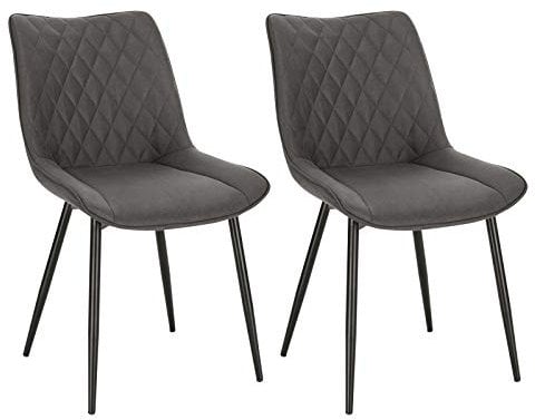 WOLTU Esszimmerstühle 2er Set, Küchenstühle, Wohnzimmerstühle, Polsterstühle mit Rückenlehne, für Esszimmer, Küche, Wohnzimmer, Büro, Sitzfläche aus Stoffbezug, Metallbeine, Dunkelgrau BH248dgr-2