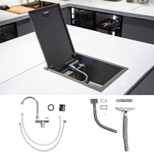 440 * 320 * 210mm Edelstahl langsame Abdeckung Waschbecken für Küche oder Wohnwagen, einzelne Schüssel Waschbecken mit drehbarem Hahn und Abfluss