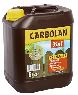 Carbolan 3in1 Holzlasur Rotbraun 5L – Profi Holzschutzlasur für Außen & Innen – Grundierung, Schutz & Imprägnierung – Direkt auf unbehandeltes Holz – Wetterfest, UV-Beständig & Wasserabweisend
