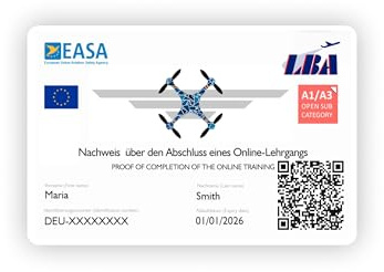 MyPrezzie Drohnenführerschein als Karte nach LBA-Vorgaben - EU - Kompetenznachweis A1/A3 und A2 in Scheckkartengröße inkl. QR-Code auf einer hochwertigen Plastikkarte für deinen Drohnen Führerschein