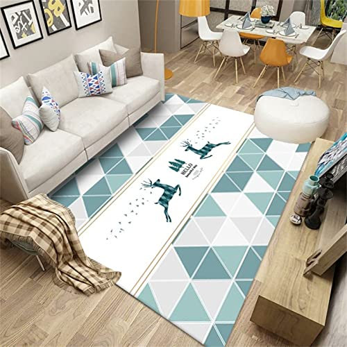 DJHWWD Kurzflor Teppich weiß Kleine Teppiche Babyzimmer Teppich GeometrischSchlafzimmerwaschbar 180x250cm Kaffeetisch Teppich Teppich Glitzer