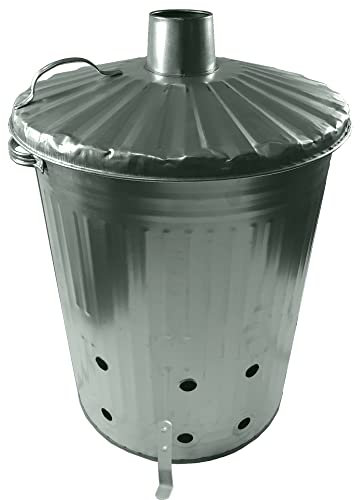 KetoPlastics 90L Garden Incinerator Large Steel Fire Bin Incinerator Burn Rubbish, Leaves, Branches, Paper, Cardboard Fire Burning Bin Ideal Wood Burner Incinerator Bin - 90 Litre