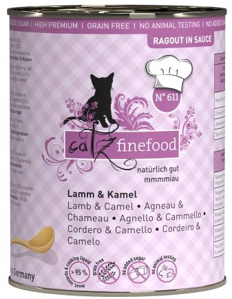 catz finefood Ragout N° 611 Lamm & Kamel Katzenfutter nass - Feinkost Nassfutter für Katzen in Sauce ohne Getreide und Zucker mit hohem Fleischanteil, 6 x 380 g Dose