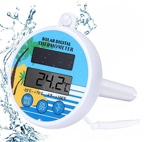 Digital Solar Pool Thermometer, Floating Water Thermometer,Electronic Temperature Meter Solar Charging for Outdoor Indoor Pools Hot Tubs Spas