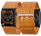 Tefeca Dual Series - Bracelet de rechange compatible avec Apple Watch/Apple Watch Ultra - Taille 49/45/44/42 mm - Cuir marron avec adaptateurs noirs