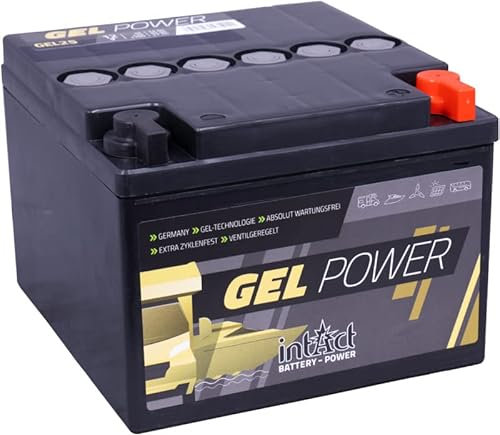 intAct GEL Versorgungsbatterie 12V 25Ah - speziell für Camping, Wohnmobil und Boote - auslaufsichere und wartungsfreie GEL-Batterie - Maße (LxBxH): 167x176x126mm, Pluspol rechts
