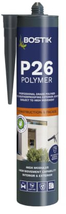 BOSTIK Pro-Sealant P26 Profesional Grade Polymer Sealant, For Weatherproofing External Joints With High Movement, Colour: Black, 290ml