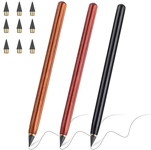 qingmeng Ewiger Bleistift - 3 Unendlicher Inkless Infinity Pencil Mit 9 Ersatzspitzen - Forever Pen Druckbleistift Für Kinder