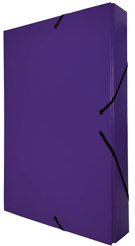 Raylu Paper Projektmappe Matt A4 mit 5 cm Rückenbreite, stabile Kartonmappe und Gummizugverschluss für Schulprojekte oder Büro, Aktenordner Größe 34 x 24 cm (Violett)