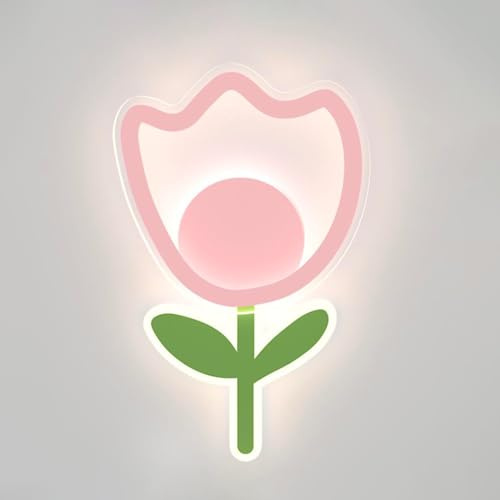 Tulpe Blume Wandleuchte Kreative LED Cartoon Wand Beleuchtung Befestigung Nachttische Wandleuchten Dekorative Wandleuchte Für Schlafzimmer, Kinderzimmer, Warmes Licht, 15W