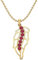 MOONEYE 1.05 Carat Ruby Glass Filled Gemstone Plant Leaf 925 Sterling Silver Pendant Necklace Dainty Plant Lover Jewelry, Gold Vermeil