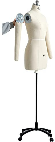 Ansteckbarer weiblicher Näh-Mannequin-Torso mit Armen und Ständer, Frauen-Schneiderei-Schneider-Dummy-Puppe auf Rädern, Mannequin-Körper zum Nähen von Kleidung (Color : White, Size : XX-Large)