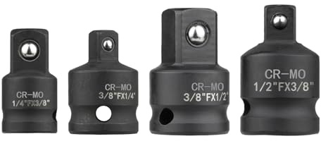 4 PCS Schlagschrauber Adapter Satz, 1/4 auf 3/8, 3/8 auf 1/4, 3/8 auf 1/2, 1/2 auf 3/8 Zoll Schlagschrauber-Adapter, Winkeladapter Stecknuss SteckschlüSsel-Adapter,For Impact Driver Conversions