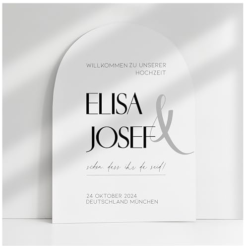 Willkommensschild Acrylglas | 5mm stark | Weiß Matt personalisiert - Made in Germany - Welcome Willkommen Schild für Hochzeit (60x40cm)
