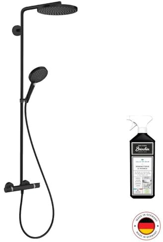 Colonne de douche thermostatique HANSGROHE Raindance Select S 240 noir mat + nettoyant Briochin