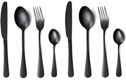 Besteckset, 304 (18/10) Edelstahl Geschirr 8-teilig Besteckset (Schwarz)