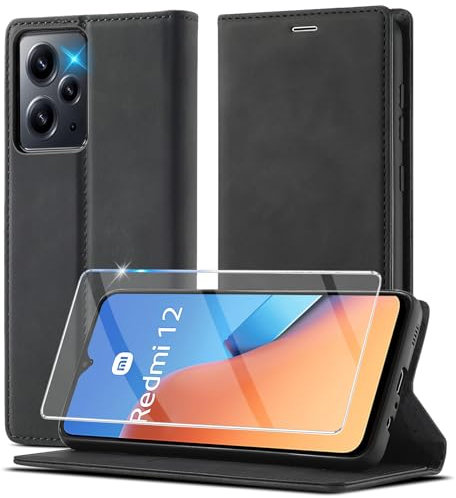 Ailicici Handyhülle für Xiaomi Redmi 12 4G/5G Hülle Leder [Mit Schutzfolie] Klappbar Flip Wallet 360 Stoßfeste Case Schutzhülle Klapphülle Hülle(6.79 Zoll)