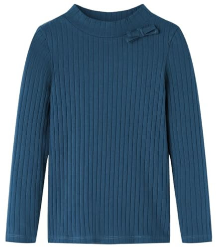 Maglietta per Bambini a Maniche Lunghe a Costine Blu Marino 104